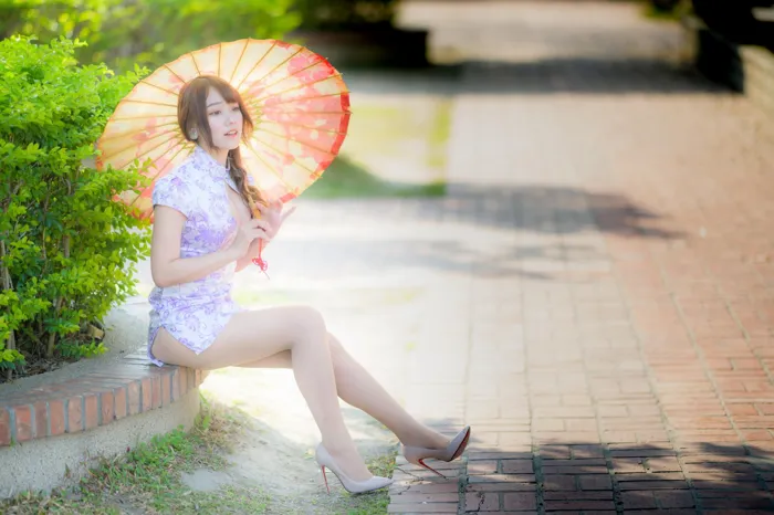 [Mzsock] NO.040 Listening Cheongsam, stockings, high heels and beautiful legs, outdoor shot street photography#[87P]-70