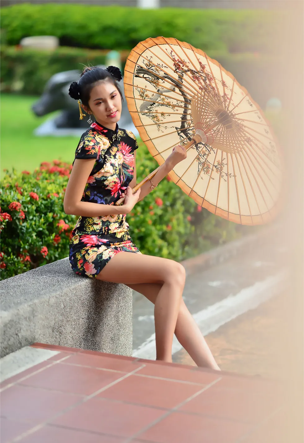 [Mzsock] NO.191 Chen Mengxin short cheongsam high heels beautiful legs street photography#[100P]-23